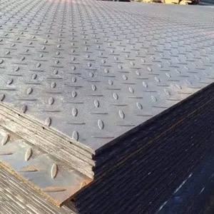 In Stock Carbon Steel Checkered Plate Q235B Q345B SS400 Diamond Tread Mild Steel Plate for Stair Tread, Factory Walkway & Truck Floor thumbnail-1