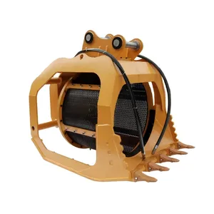 Rotary Screen Bucket 30 Ton With Mesh Drum Bolted Screen Bands for Excavator Attachment Screening thumbnail-1