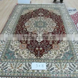 Oriental Handmade 100% Natural Silk Persian Design Hand Knotted Purple Carpet thumbnail-1