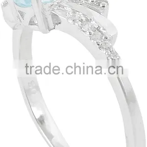 Natural Blue Topaz 925 Sterling Silver Ring Earring Set thumbnail-2
