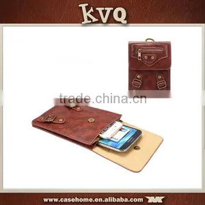 6.3" Dark Brown Small Shoulder Bag Universal Mobile Phone Leather Case thumbnail-1