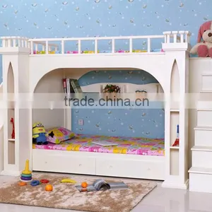 European Princess Bedroom Furniture White Castle Bed for Kids thumbnail-4