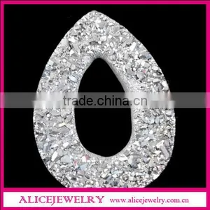 Silver Color Donut Cut Natural Drusy Stone For Jewelry thumbnail-1