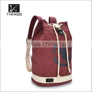 Wholesale Custom Your Logo Unisex Green Drawstring Canvas Backpack thumbnail-6