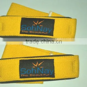 Yellow Weight Lifting Straps Made by Heavy-Duty Cotton With & Without Padding thumbnail-1