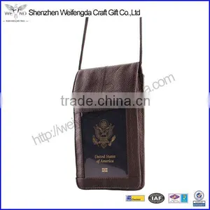 Handmade Genuine Leather Hanging Travel Document Organizer Passport Neck Pouch Quality Choice thumbnail-1