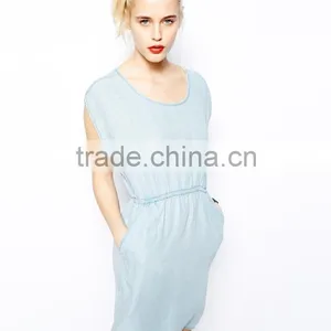 2015 Fashion Hot Girl Casual Loose Sleeveless Denim Round Neck Sexy Mini Summer Dress Quality Choice thumbnail-1