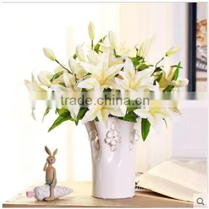 2016 Home Decoration White Glazed Gild Ceramic Flower Vase for Wedding Decor Supplier's Choice thumbnail-3