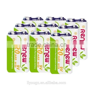 RENEW 720mAh 9 Volt Li-ion Rechargeable 9V Batteries Lithium-ion, 9 Pack thumbnail-1