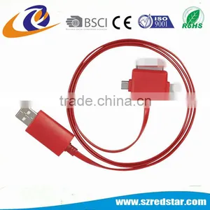 Top Selling 3 in 1 LED Glow USB Phone Charging Cable For Iphone Android thumbnail-6
