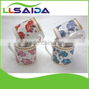 200ml Cheap Ceramic Mug With Full Flower thumbnail-1