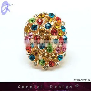 2014 Newest Design Fashion Jewelry Color Rhinestone Gold Rings For Man thumbnail-1