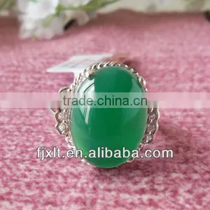 New Arrival Beautiful 925 Sterling Silver Large Chrysoprase Ring thumbnail-1