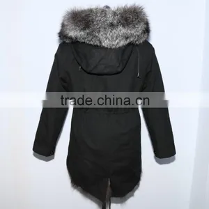 Wholesale Price Parka Jacket With Silver Fox Fur Hood and Lining for Women thumbnail-5