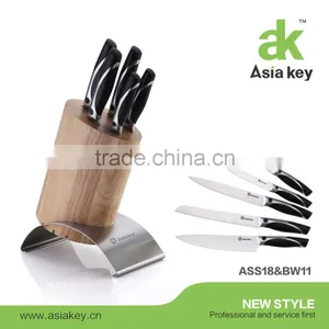 Kitchen Good Helper Stainless Steel Knife Block Set , 6 Piece With Wood Holder thumbnail-1