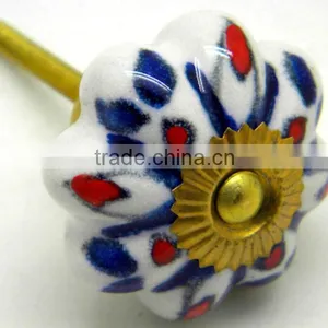 Ceramic Drawer Pull Knobs With Metal Fittings - Hand Painted thumbnail-1