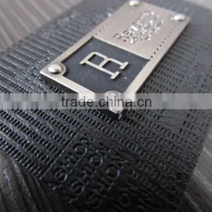 Black Debossed Leather Label With Metal Label For Garment Quality Choice thumbnail-5