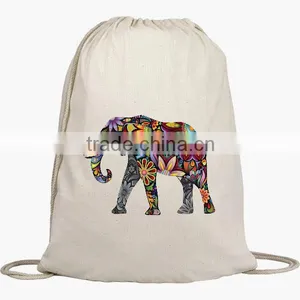 New Fashion Design China Wholesale 100% Cotton Sport Drawstring Backpack thumbnail-2