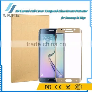 For Samsung S6 Tempered Glass Curved 9H Gold thumbnail-4