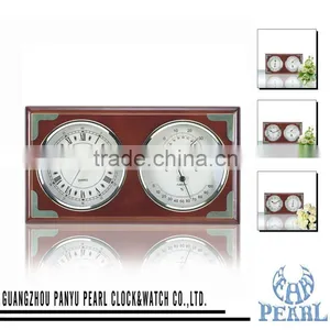 Pearl Wooden Clock PW965 With Weather Station thumbnail-1