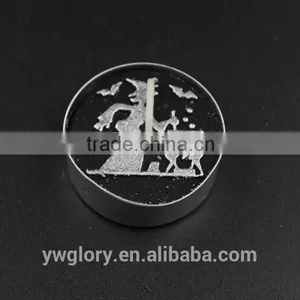 Black and Sliver Glitter Halloween Tea Light, Halloween Spider Light, Witch and Ghost Tea Light thumbnail-3
