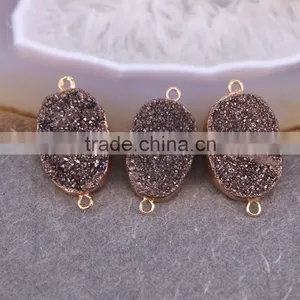 Titanium Agate Quartz Stone Druzy Beads Square Shape Nature Connector Gemstone Jewelry Druzy Gemstone thumbnail-1