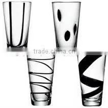 Handmade Elegant Design Tumbler Glass With Black Swirl thumbnail-1