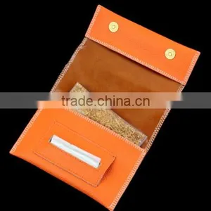Newest Generation Leather Tobacco Pouch With Cigarette Rolling Paper Holder Slot thumbnail-1