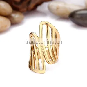 Fancy New Designs 14k Gold Plated Stainless Steel Diamond Full Finger Ring Models for Men thumbnail-1
