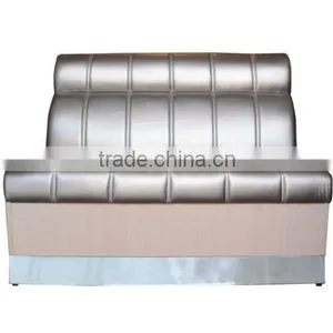 Modern Silvery Leather Restaurant Booth Banquette Seating for Sale thumbnail-1