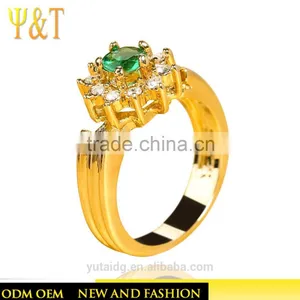 Jingli Jewelry Green Stone Gold Plated Ring (YJ-348) thumbnail-1