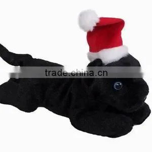 High Quality Factory Wholesale Realistic Christmas Plush Grovel Black Panther With Christmas Cap thumbnail-1