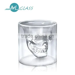 150ml High Borosilicate Skull Heads Double Wall Glass Coffee or Beer Cups N6198 thumbnail-1