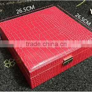 Chinese Factories Wholesale Custom Luxurious Leather Jewelry Box, Red Beautiful Watch Box thumbnail-5