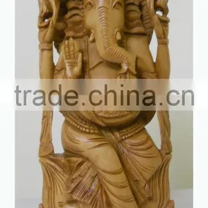 Hindu God Shiva Krishna Goddess Laxmi Sarasvati Ganesha Sandalwood Statue Murti thumbnail-3