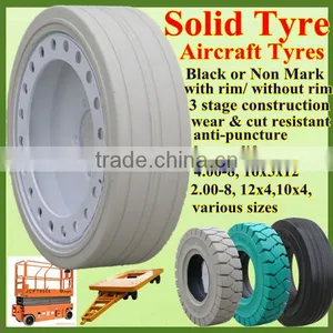 Well-reputed Chinese 4.00-8 Flat Proof Aircraft Solid Tyres With Good Price thumbnail-1