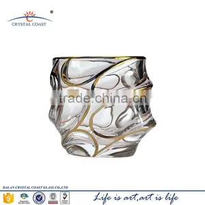 Wholesale High Quality Uique Shape Lead Crystal Gold Drinking Glass Whisky Cups thumbnail-1