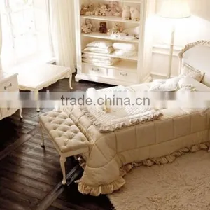 Victoria Style Carved Wooden Uphostered Bed, Ornate Design Children Bedroom Furniture Set, Child/Kid's Bed Set thumbnail-1