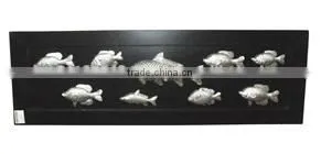 Metal and Wood Wall Decor With Shadow Effect, Fish Nautical Design With Black Background thumbnail-1