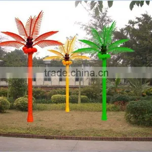 16.5ft Height Outdoor Artificial Green Flashing LED Solar Lighted up Artificial Plant Date Palm Trees With Bark EDS06 1418 thumbnail-2