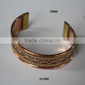 Magnetic Copper Bracelet Steel Wave Between Brass Design Has Health Benefit thumbnail-1