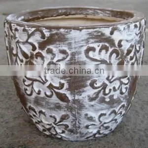 Indoor Wash Vase - Indoor Pottery With Round Rim and Pattern Outside thumbnail-1