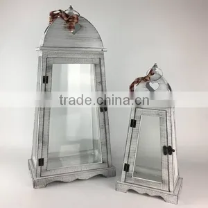 Wedding Decoration White Wooden Lantern Candle Holder thumbnail-1