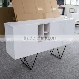 High Gloss Dining Cabinet With Black Solid Iron Legs H-828 thumbnail-2