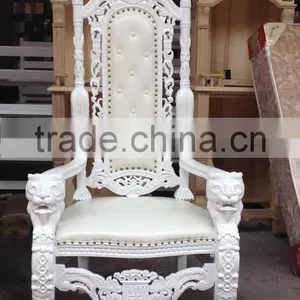 Wedding Stage Bride and Groom King Throne Chair With Lions Armrest thumbnail-2