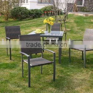 Outdoor Furniture Garden Sets Rattan Dining Set Wicker Table With Chairs thumbnail-1
