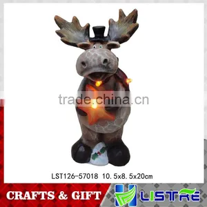 Resin Christmas Deer Figurines With Light thumbnail-1