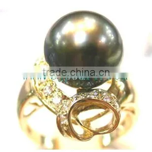 18K Gold Ring Setting Big Seawater Pearl Ring thumbnail-2
