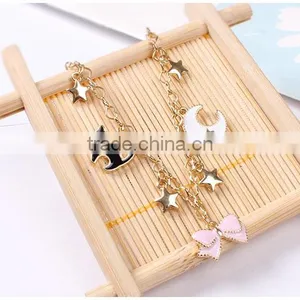 Cat Bowknot Star Moon Gold Charms Bracelet Gold Chain Bracelet thumbnail-4