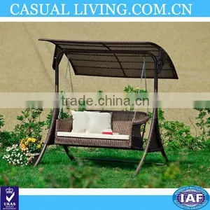 Porch Swing Garden Swing Chair DOUBLE SWING NEW Black & Brown thumbnail-1